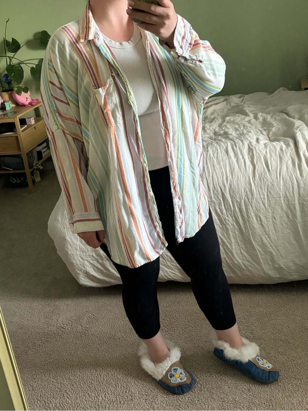 American eagle striped oversized button down shirt large